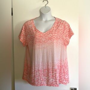 Pure J Jill 2x Elliptical Tee Cotton Knit Coral Print